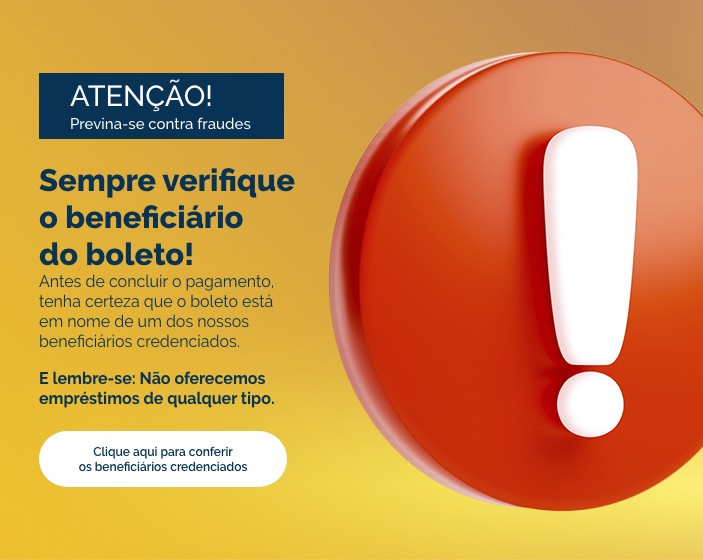 Imagem de fundo laranja, com um botão vermelho indicando alerta de fraude. 